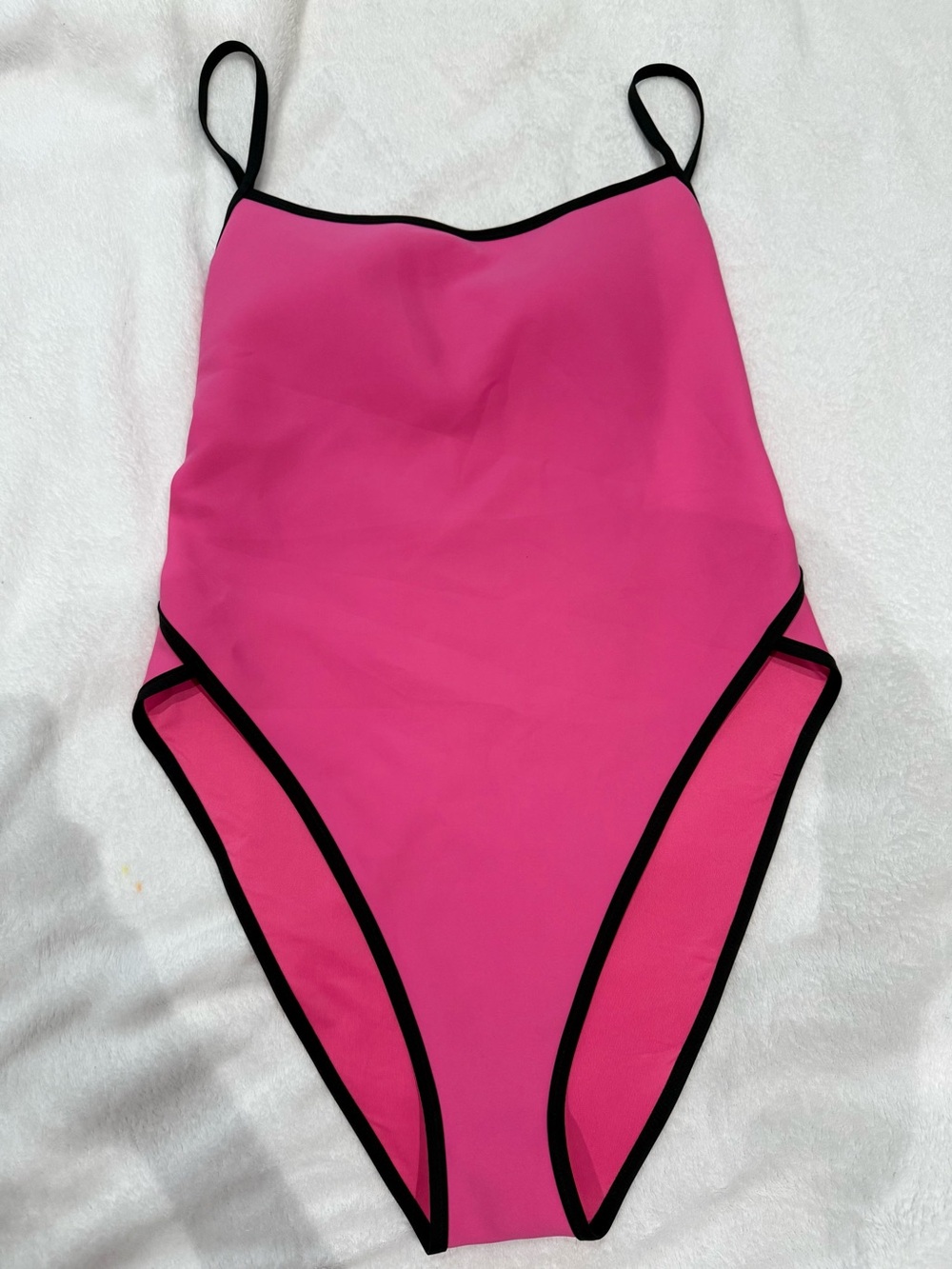 Victoria's Secret Hot Pink One-Piece Swimsuit with Black Trim